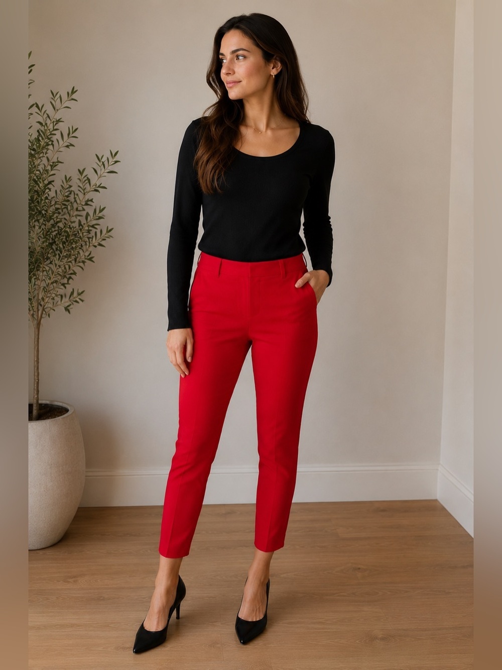 J.Crew Minnie Stretch Ankle Pants | Size 4 | Red | Vintage | EUC!!